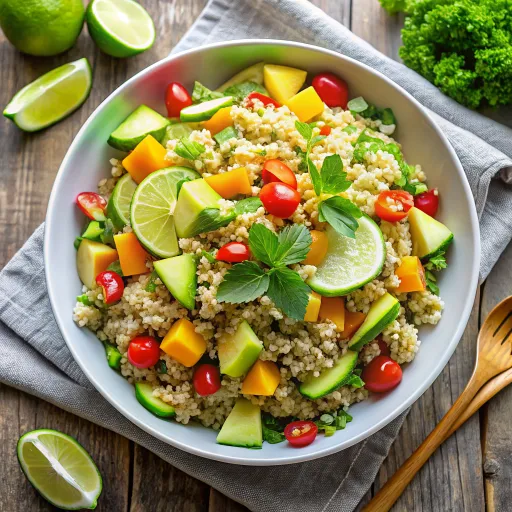 Ensalada de Quinoa y Aguacate con Aderezo de Lima