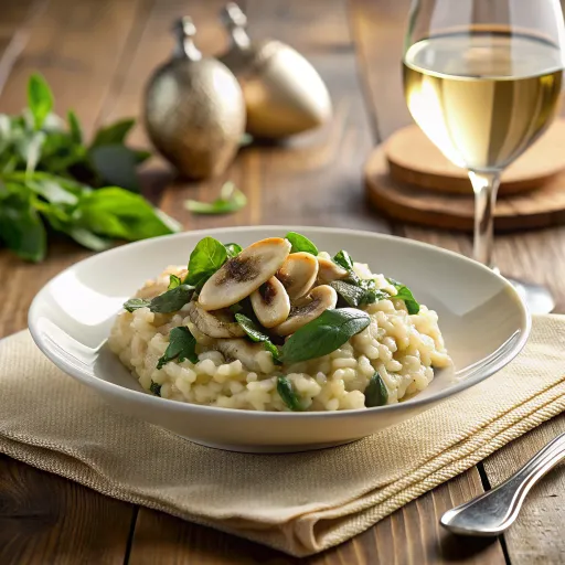 Risotto de Espelta con Champiñones y Espinacas